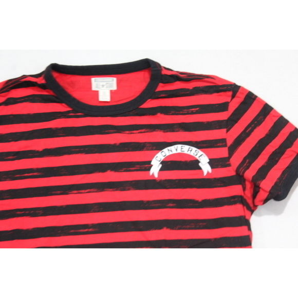 Converse All Stars Men Tee Shirt Red Black Striped Size Large - Picture 3 of 8